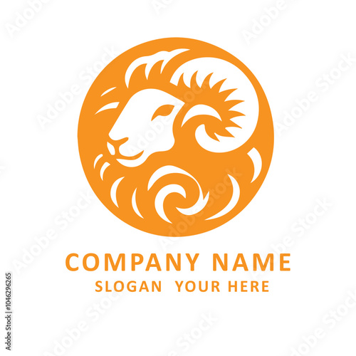 Orange sheep logo with horns.