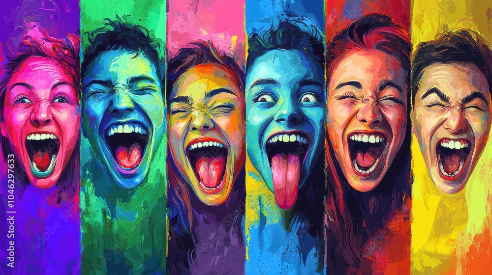 Obraz premium Colorful expressions of various emotions with abstract backgrounds