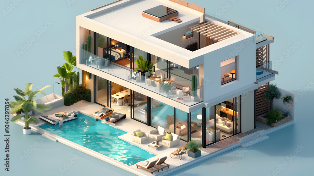 Fototapeta premium Modern Mansion design 3D