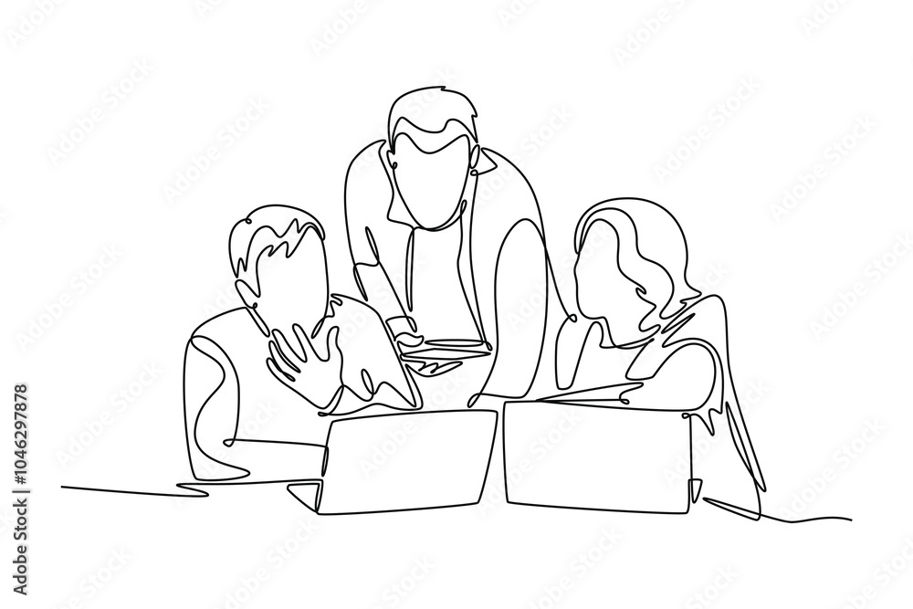 Adult learning concept. Single line draw design vector graphic illustration. Adult learning concept. Single line draw design vector graphic illustration.