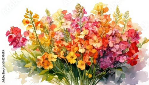 Wallpaper Mural Vibrant Wallflower Bouquet on White Background Torontodigital.ca