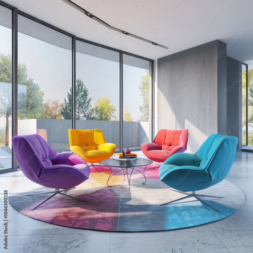 Fototapeta premium Minimalist interior design of modern living room