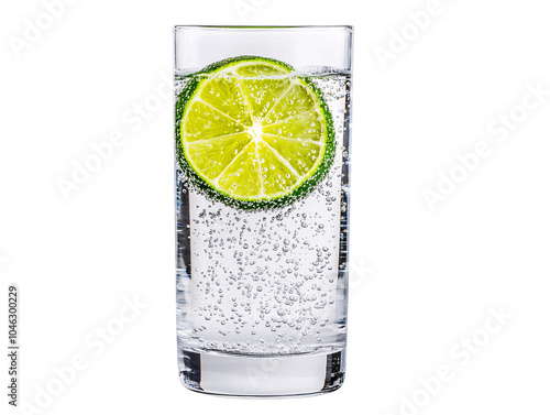 Refreshing sparkling water with lime garnish perfect for quenching thirst on a hot day photo