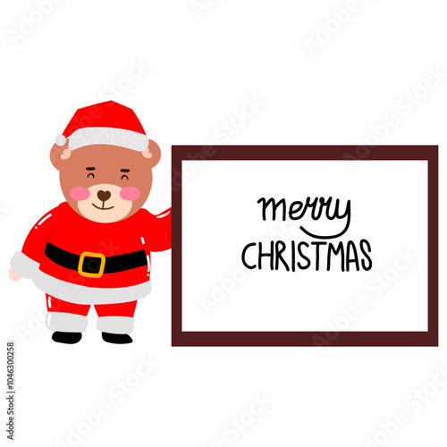 Kawaii happy variant santaclaus on christmas celebration design illustration. kawaii bear cartoon and shiba inu santa character. stock element