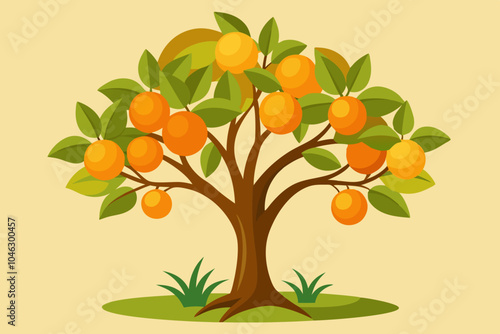 Stylized orange-tree vector art illustration 