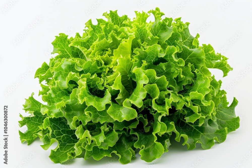 A fresh, green head of curly lettuce, ideal for salads and healthy dishes. A fresh, green head of curly lettuce, ideal for salads and healthy dishes.
