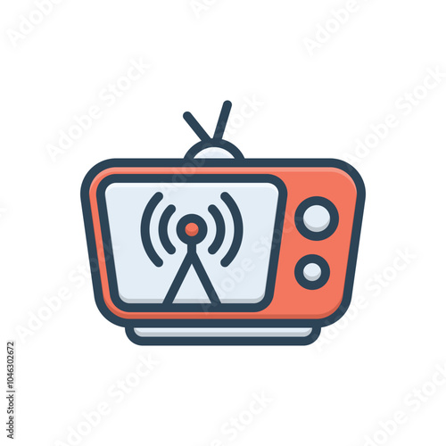 Color illustration icon for broadcast