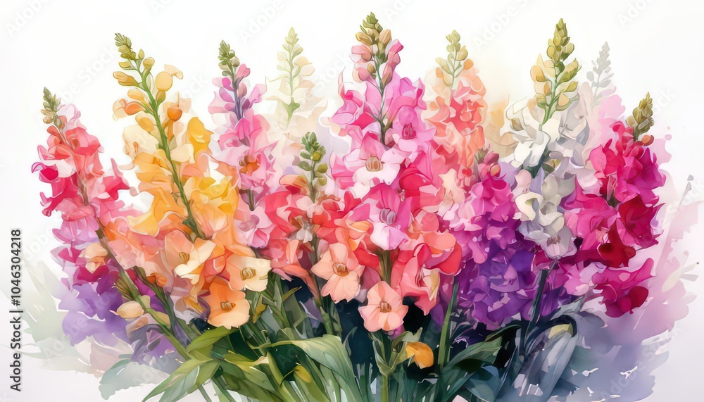 Soft Lilac and Peach Snapdragon Flowers Isolated Soft Lilac and Peach Snapdragon Flowers Isolated