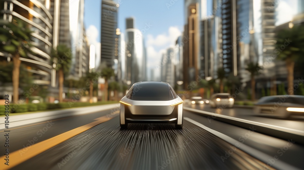 Futuristic Cityscape with AI-Powered Vehicle Futuristic Cityscape with AI-Powered Vehicle