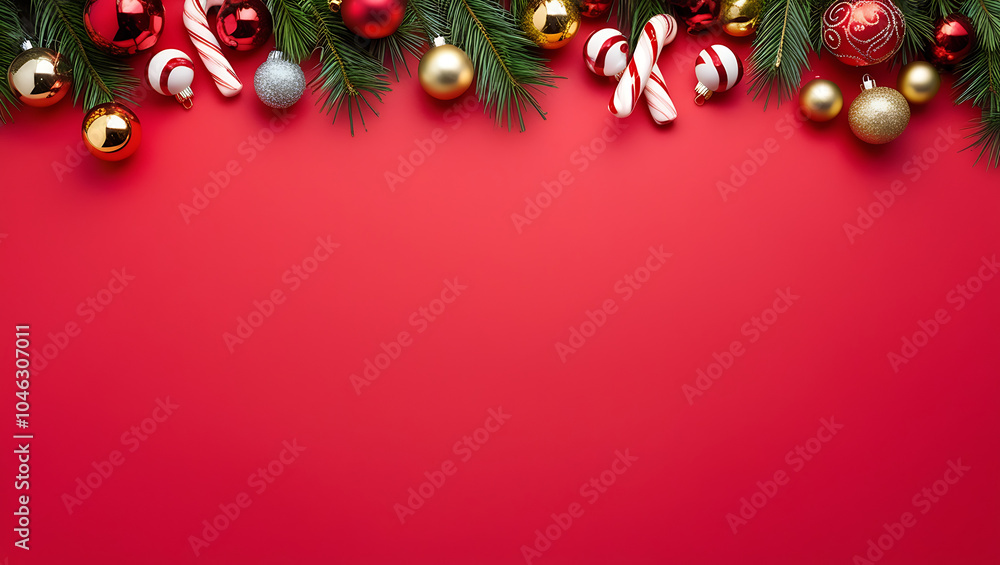 Christmas background with red balls, red christmas background copy space, red decoration xmas background Christmas background with red balls, red christmas background copy space, red decoration xmas background