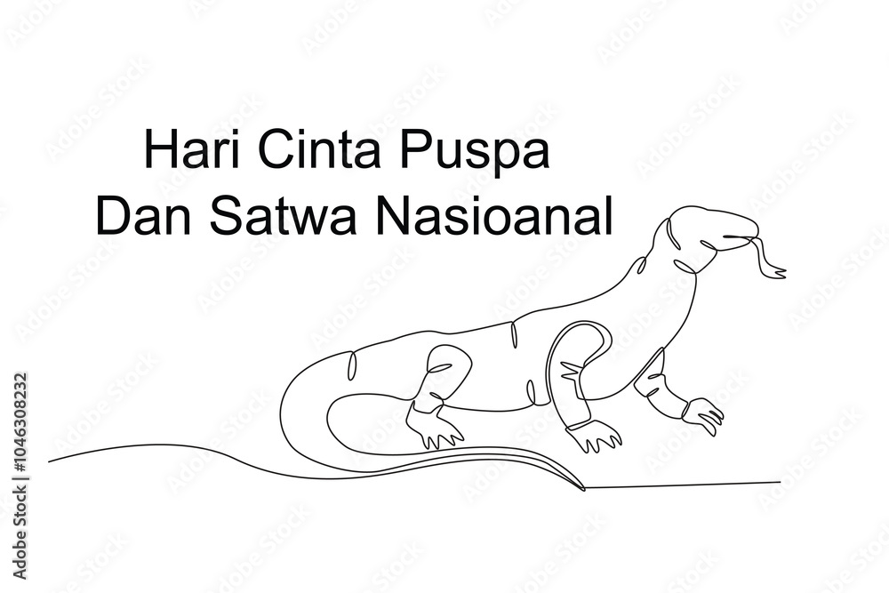 Continuous one line drawing of Komodo dragon, hari cinta puspa dan satwa nasional
Continuous one line drawing of Komodo dragon, hari cinta puspa dan satwa nasional