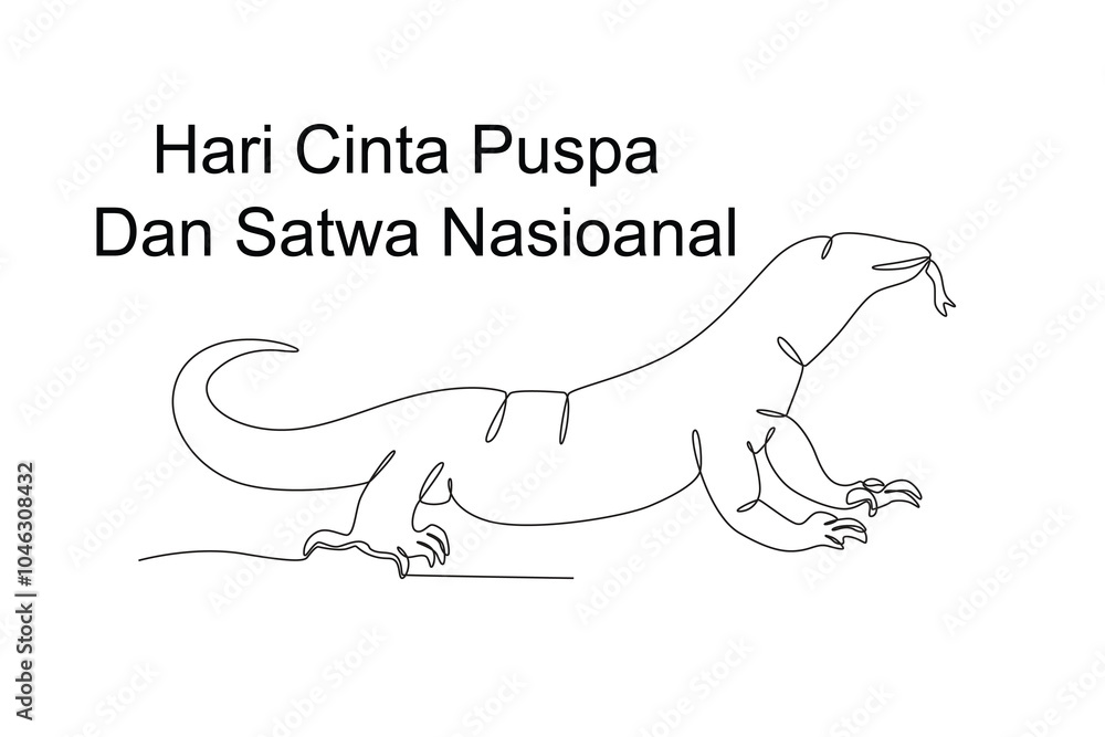 Continuous one line drawing of Komodo dragon, hari cinta puspa dan satwa nasional
Continuous one line drawing of Komodo dragon, hari cinta puspa dan satwa nasional