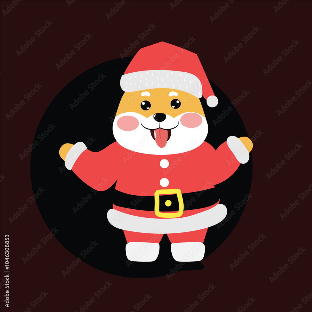 Kawaii happy variant santaclaus on christmas celebration design illustration. kawaii bear cartoon and shiba inu santa character. stock element Kawaii happy variant santaclaus on christmas celebration design illustration. kawaii bear cartoon and shiba inu santa character. stock element