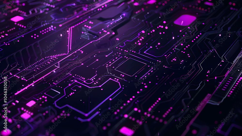 Fototapeta premium Abstract dark purple technology microchip background illustration design.