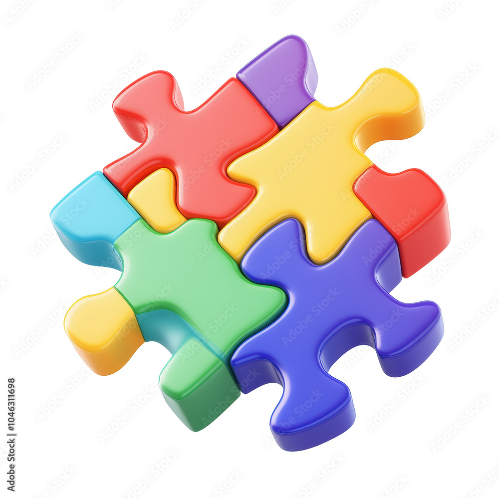 Colorful 3D Puzzle Piece Isolated on White Background Colorful 3D Puzzle Piece Isolated on White Background