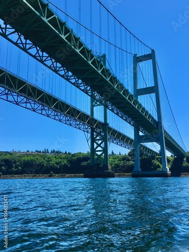 Stunning Summer View of the Narrows Bridge: Iconic Landmark Against a Clear Blue Sky