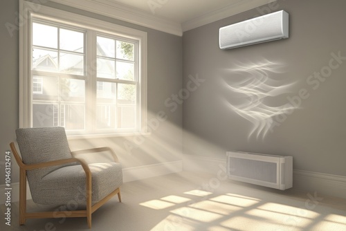 Office Room with Chair and Air Conditioner
