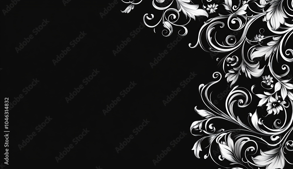 A black and white vector design featuring an intricate pattern of delicate swirls A black and white vector design featuring an intricate pattern of delicate swirls