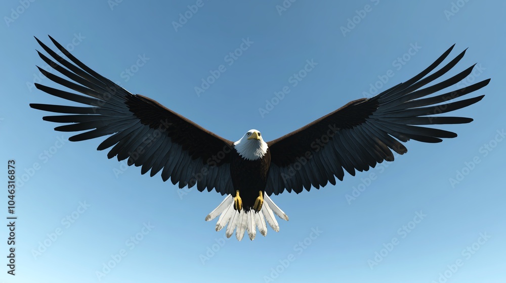 Obraz premium Majestic eagle soaring in a clear blue sky