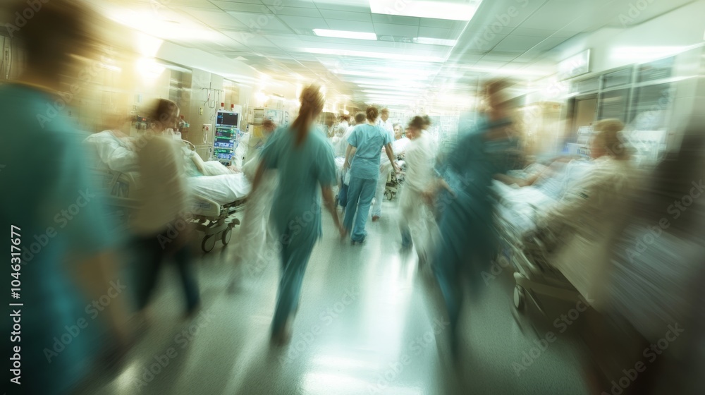 Emergency room: A busy and dynamic scene in the hospital emergency room, with doctors, nurses, and patients in action, highlighting the urgency and critical care environment. Emergency room: A busy and dynamic scene in the hospital emergency room, with doctors, nurses, and patients in action, highlighting the urgency and critical care environment.