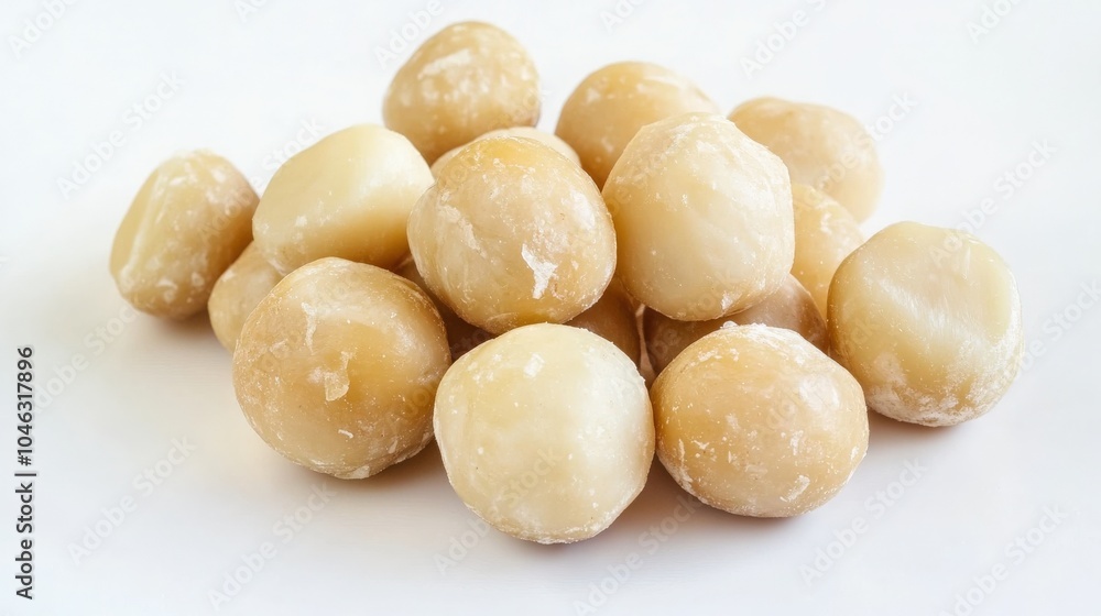 Macadamia Nuts. Whole Unshelled Macadamia Nuts on White Background Macadamia Nuts. Whole Unshelled Macadamia Nuts on White Background
