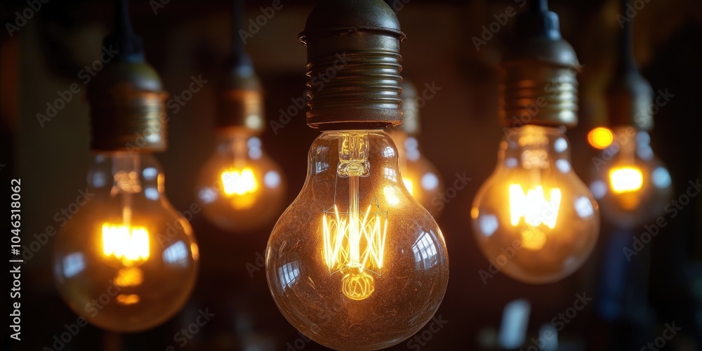 Light bulbs suspended from ceiling Light bulbs suspended from ceiling