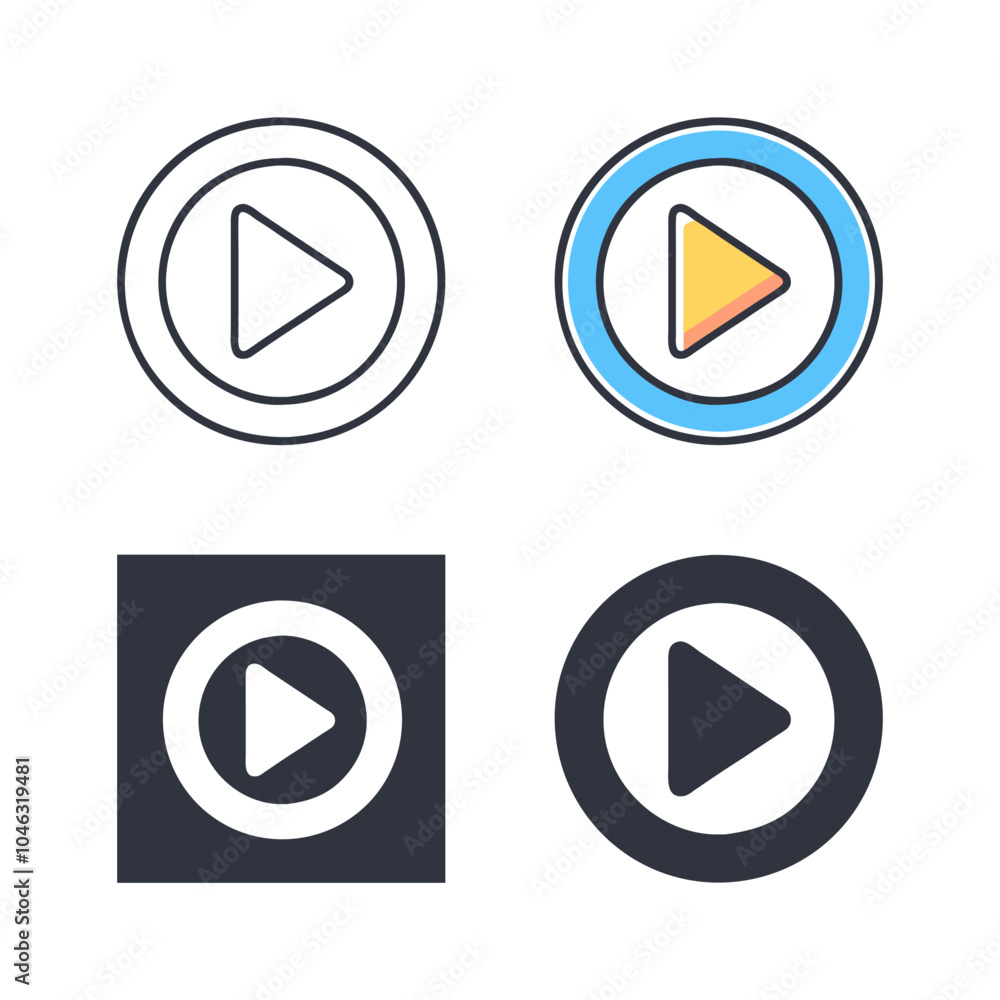 Play button icon set. Simple and clean design, ideal for media controls, apps, websites, and UI elements. Versatile icons for video, music, and multimedia projects. Play button icon set. Simple and clean design, ideal for media controls, apps, websites, and UI elements. Versatile icons for video, music, and multimedia projects.