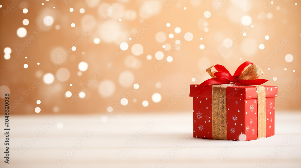 A Christmas gift box with festive wrapping for versatile gifting is placed on a wooden surface and bokeh background. The gifts are simple yet elegant, evoking a festive or special occasion feel. A Christmas gift box with festive wrapping for versatile gifting is placed on a wooden surface and bokeh background. The gifts are simple yet elegant, evoking a festive or special occasion feel.