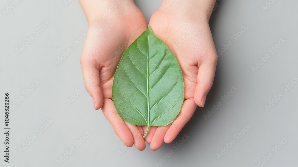 Hands holding a leaf-shaped piece of biodegradable plastic, symbolizing the fusion of nature and chemical innovation Hands holding a leaf-shaped piece of biodegradable plastic, symbolizing the fusion of nature and chemical innovation