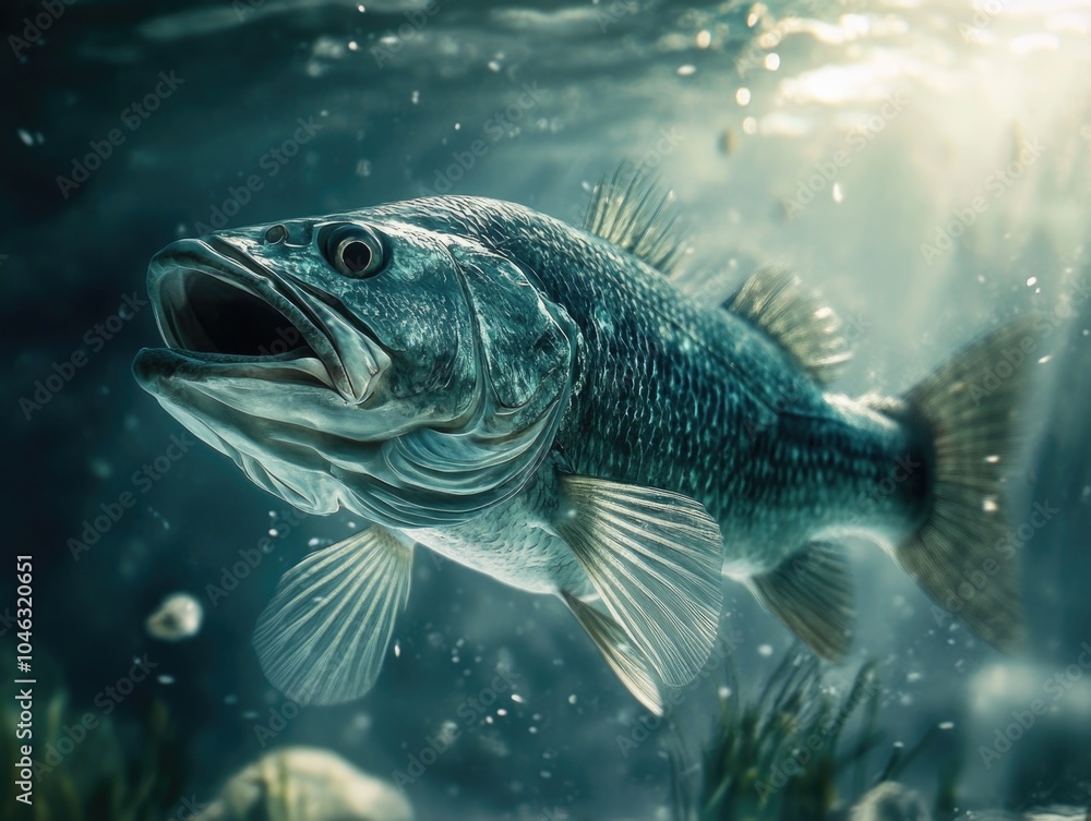 Fish underwater with open mouth Fish underwater with open mouth