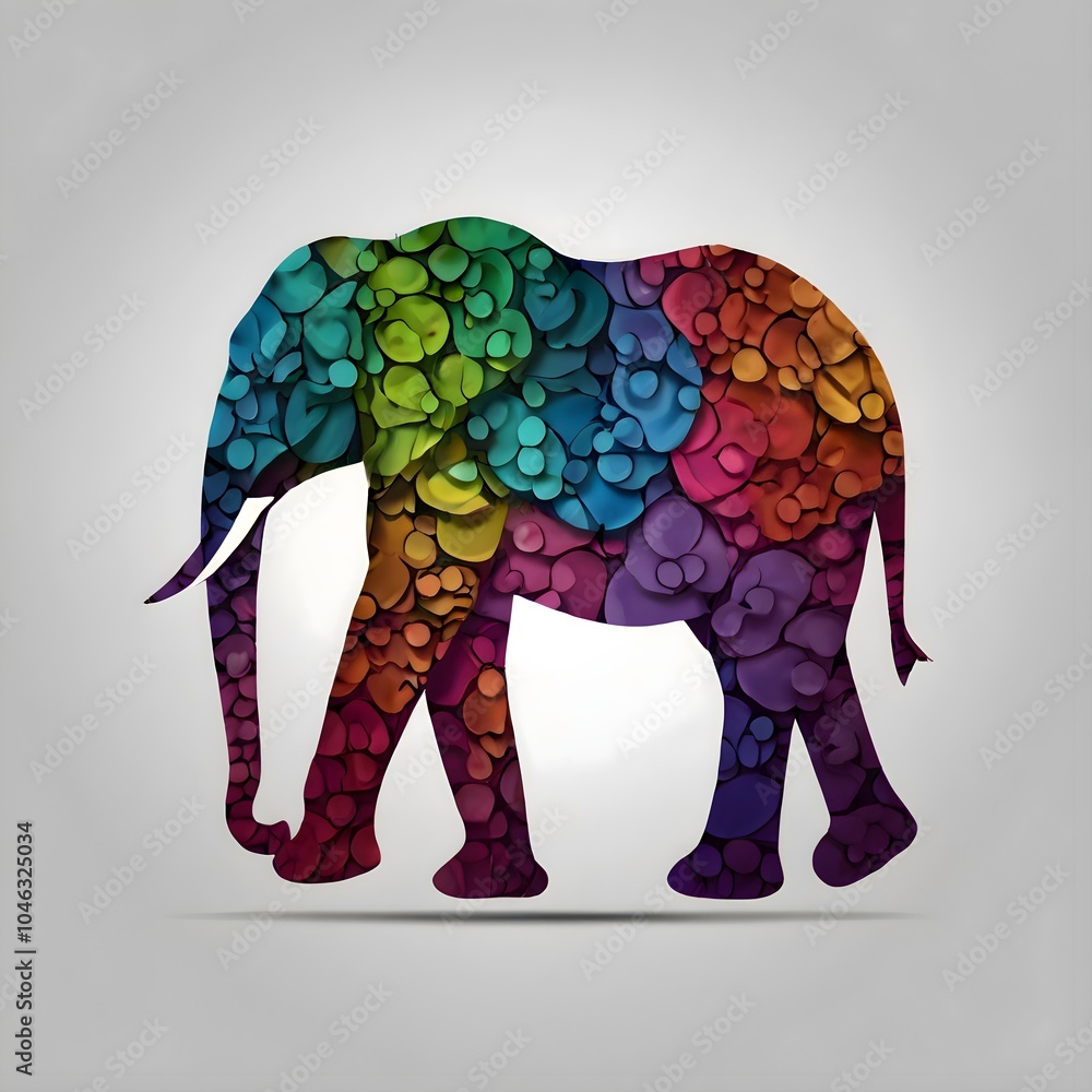 Obraz premium Elephant face with dynamic color swirls, vector style, pride, resilience, individuality.