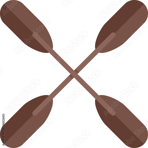 Four brown wooden paddles forming an x shape, perfect for representing teamwork and outdoor activities