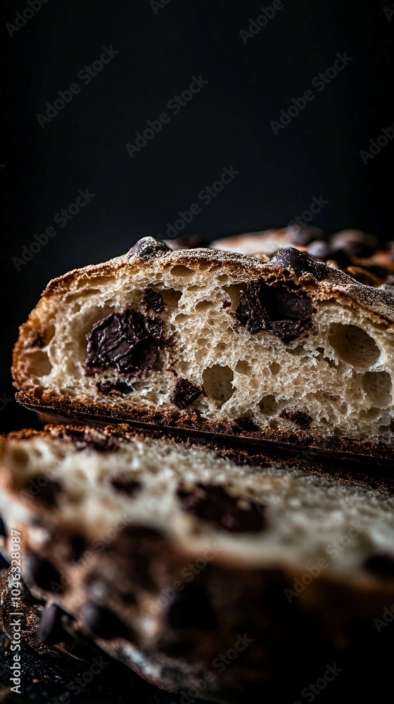 Close Up Of Sliced Chocolate Chip Bread Close Up Of Sliced Chocolate Chip Bread