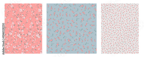 Seamless spring vector pattern with floral motif for dress fabric