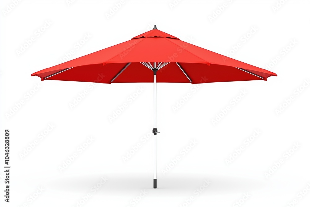 Red patio umbrella with white pole, perfect for outdoor settings, enhances summer relaxation. Red patio umbrella with white pole, perfect for outdoor settings, enhances summer relaxation.