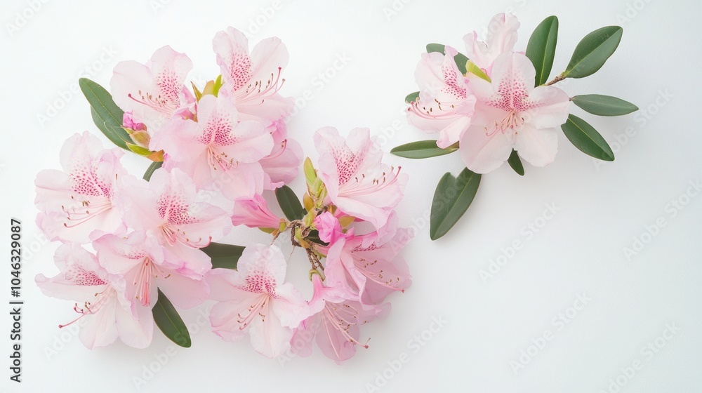 Pink Azalea Flowers on White Background Pink Azalea Flowers on White Background