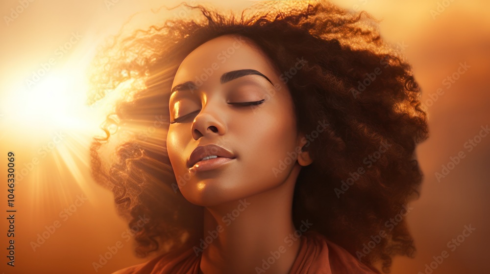 Detailed shot of a beautiful woman with a tranquil expression Detailed shot of a beautiful woman with a tranquil expression