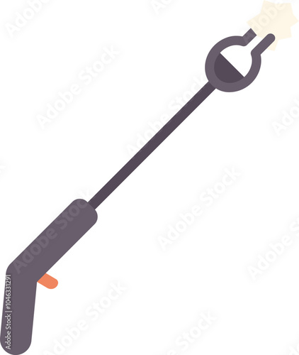 Handheld culinary torch is creating a flame, commonly used in kitchens for various cooking techniques