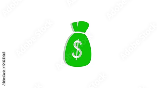 Green Money Bag Icon with Dollar Sign