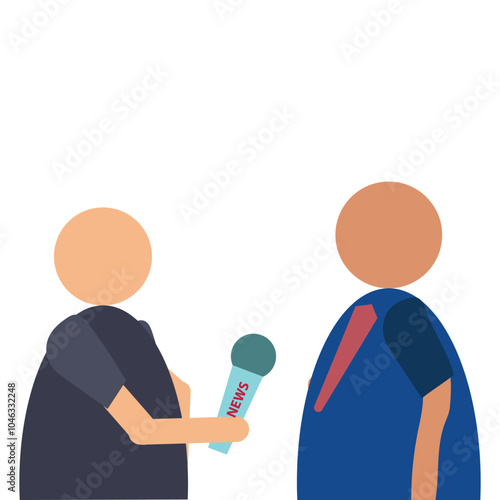 Vector woman journalist interviewing with the politician man illustration