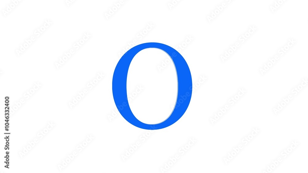 3d O letter logo loopable rotated blue color white background 3d O letter logo loopable rotated blue color white background