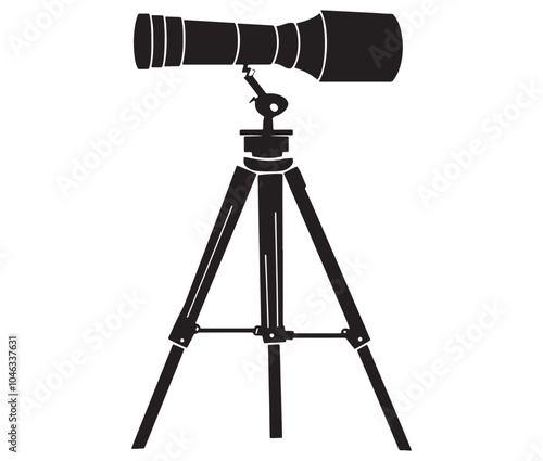 Telescope silhouette icon. Telescope silhouette logo vector