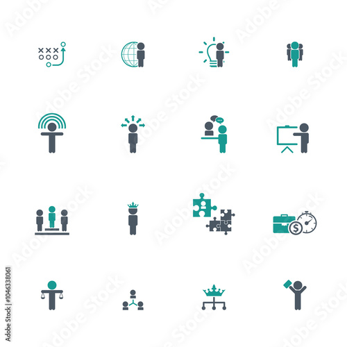 Universal business management and human resources icon set. Universal icons for web and mobile. Vector.