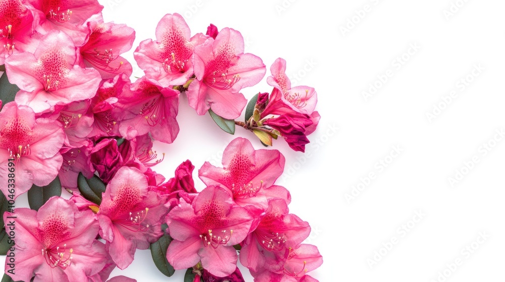 Pink Rhododendron Flowers on White Background Pink Rhododendron Flowers on White Background