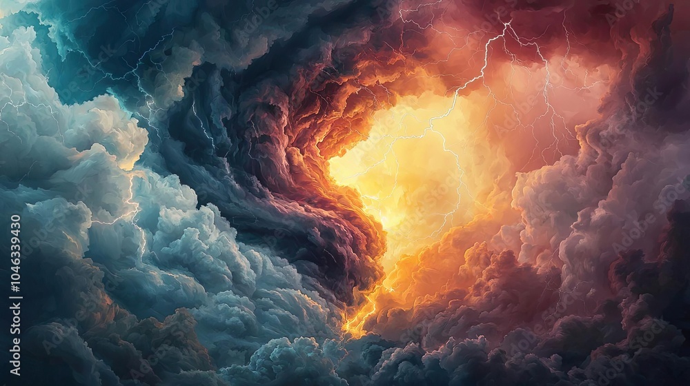 Dramatic storm clouds with a vivid glow, showcasing nature's power and beauty. Dramatic storm clouds with a vivid glow, showcasing nature's power and beauty.