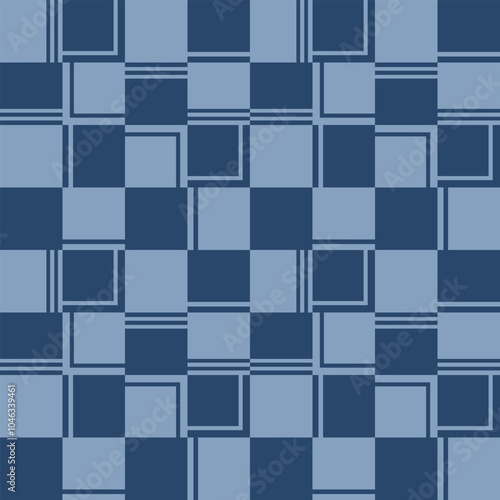 Japanese Checkered Line Vector Seamless Pattern 