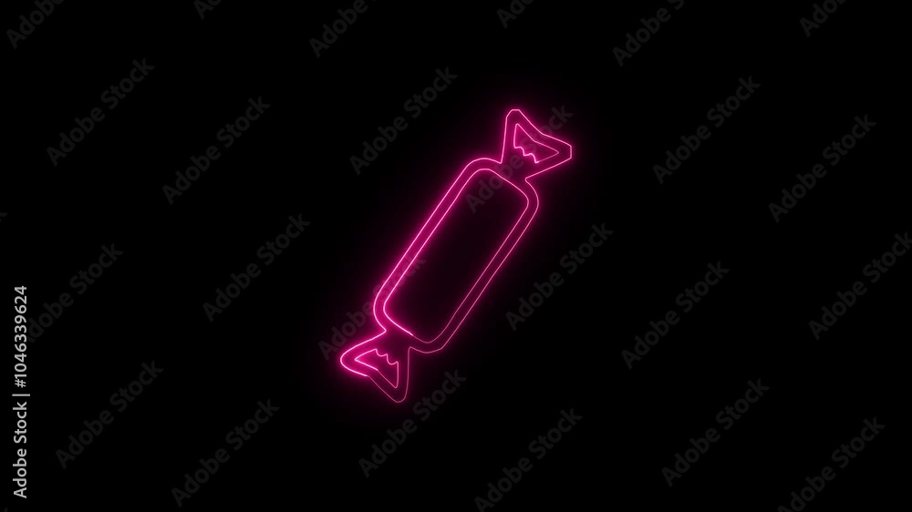 Glowing neon line Candy icon isolated on black background. 4K Video motion graphic animation. Glowing neon line Candy icon isolated on black background. 4K Video motion graphic animation.