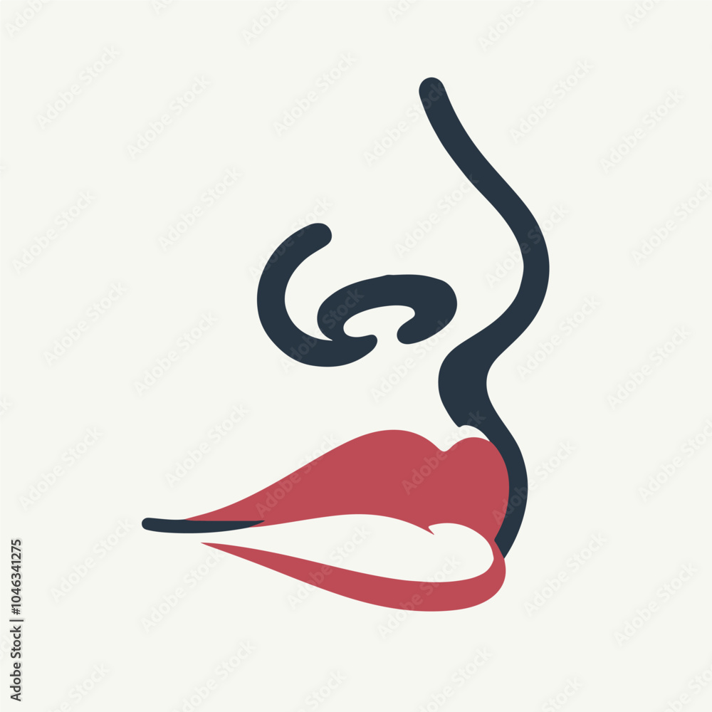 Fototapeta premium Silhouette of lips and nose of a lady