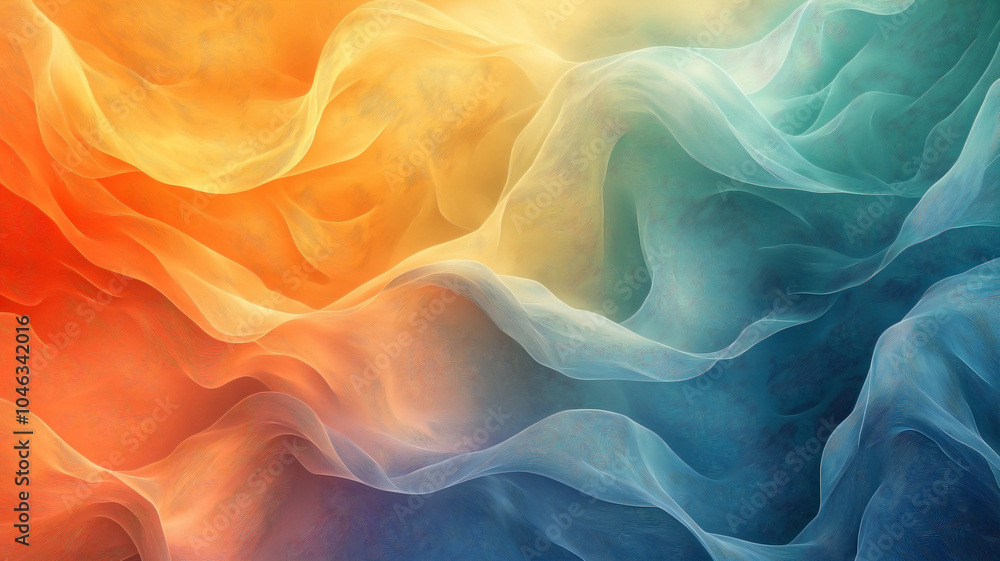 Fototapeta premium An organic abstract panorama wallpaper featuring a pastel pencil color art style, with flowing, hand-drawn lines and intricate patterns. 