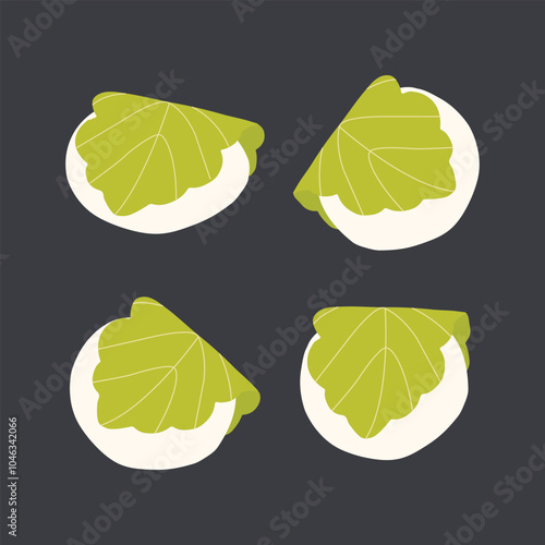 Hand drawn vector illustration of Kashiwa Mochi Traditional Japanese Confectionery